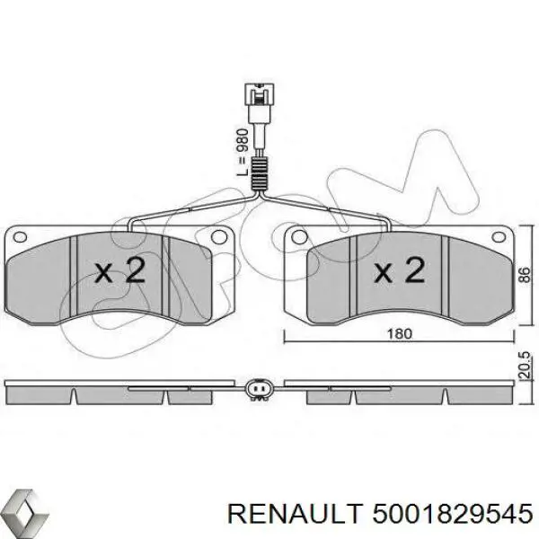 Передние тормозные колодки 5001829545 Renault (RVI)
