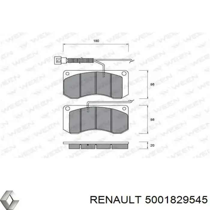 Колодки Renault (RVI) 5001829545 цена, от 4.80 USD