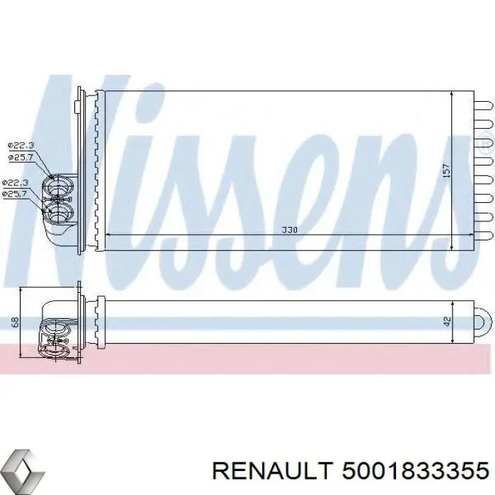 Радиатор печки (отопителя) Renault (RVI) 5001833355 цена, от 34.06 USD