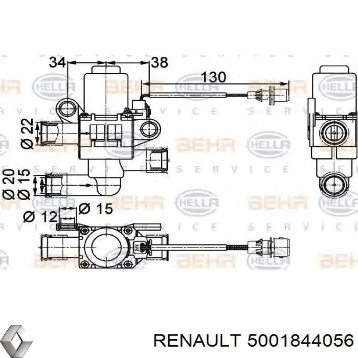 Кран печки 5001844056 Renault (RVI)