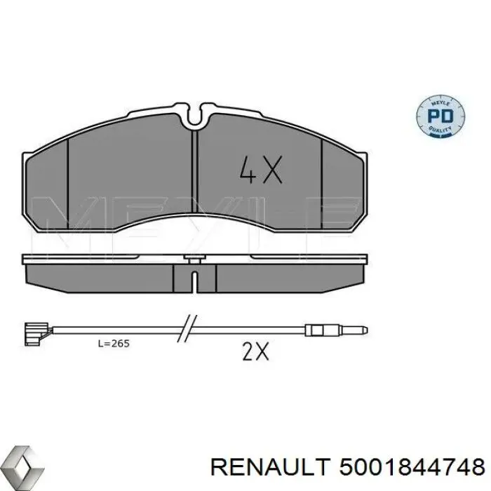 5001844748 Renault (RVI) колодки тормозные передние дисковые