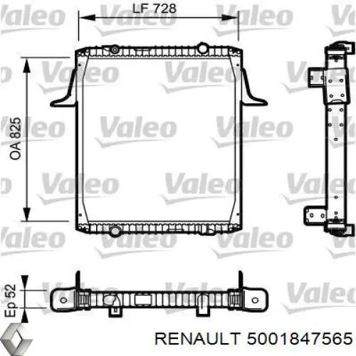 Купить 5001847565 Renault (RVI) Радиатор водяной