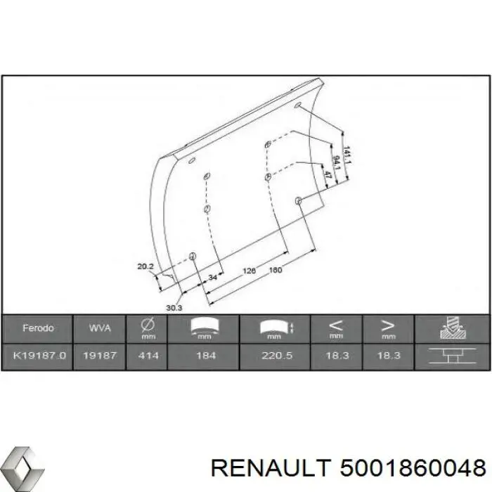 5001860048 Renault (RVI) накладка тормозная задняя (truck)