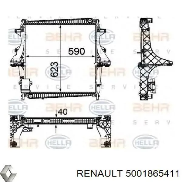 5001865411 Renault (RVI) радиатор