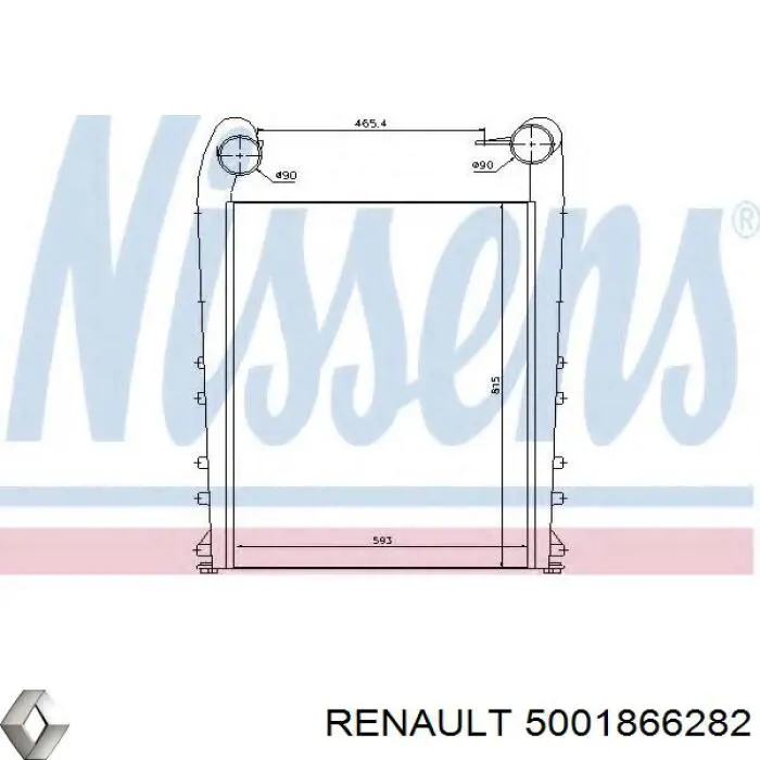 5001866282 Renault (RVI) Охладитель наддувочного воздуха
