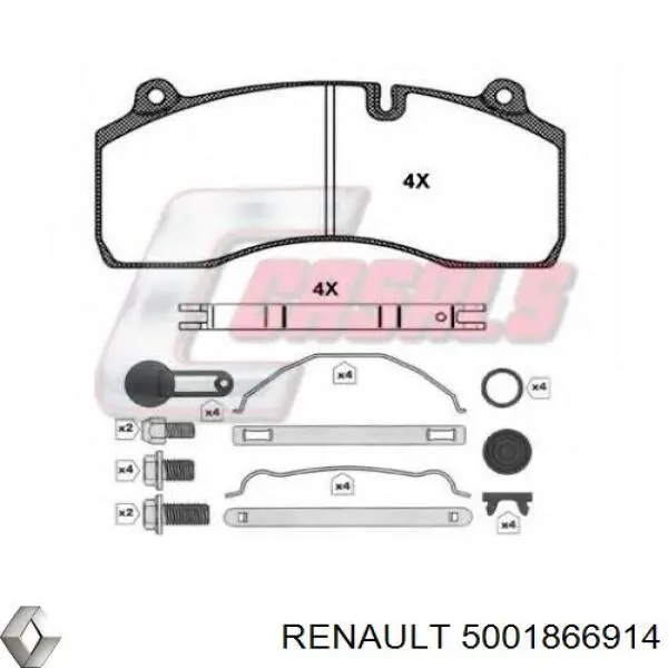 Колодки Renault (RVI) 5001866914 цена, от 185.66 USD