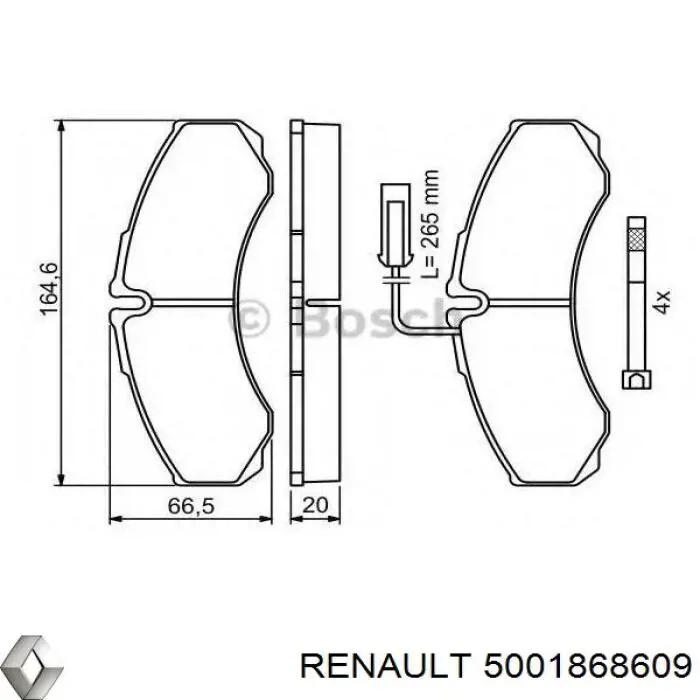 Задние тормозные колодки 5001868609 Renault (RVI)