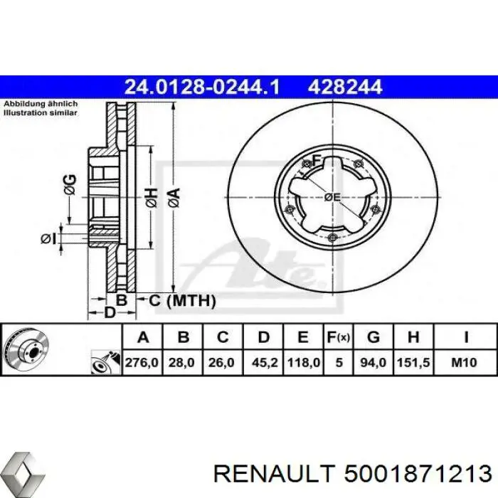 5001871213 Renault (RVI) передние тормозные диски