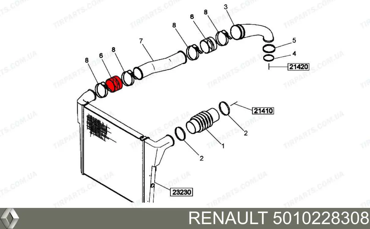 Шланг (патрубок) интеркуллера Renault (RVI) 5010228308