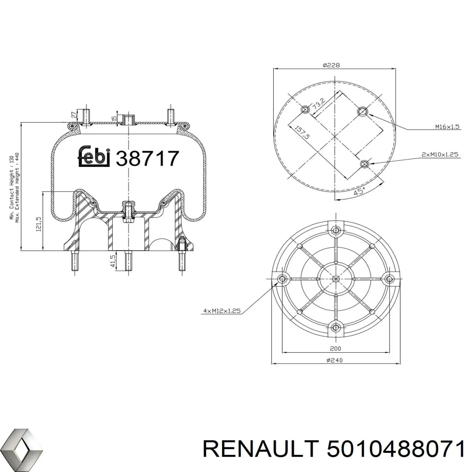 5010488071 Renault (RVI) Пневморессора задняя