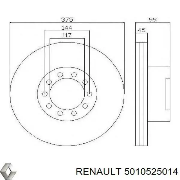 Тормоз дисковый передний Renault (RVI) 5010525014 цена, от 136.84 USD