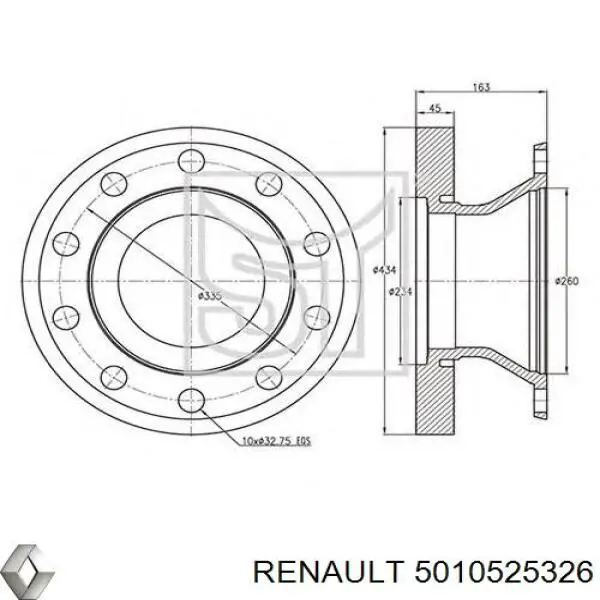 Купить 5010525326 Renault (RVI) Диск тормозной задний