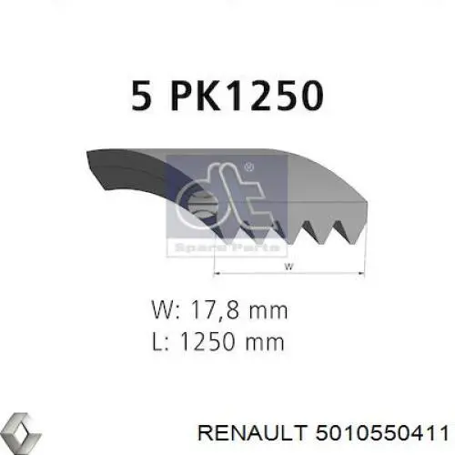Купить 5010550411 Renault (RVI) Ремень генератора