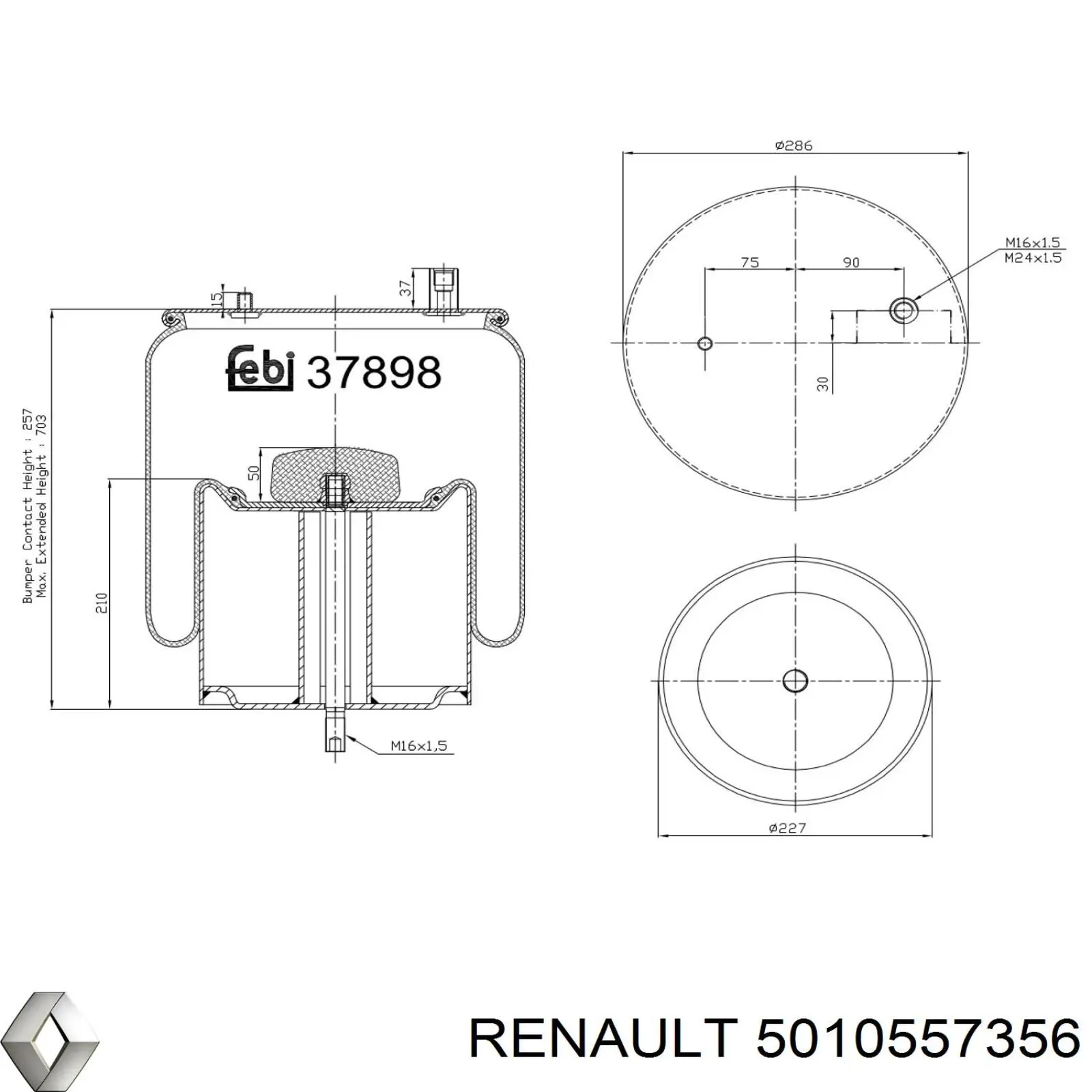 Пневмоподушка (пневморессора) моста 5010557356 Renault (RVI)