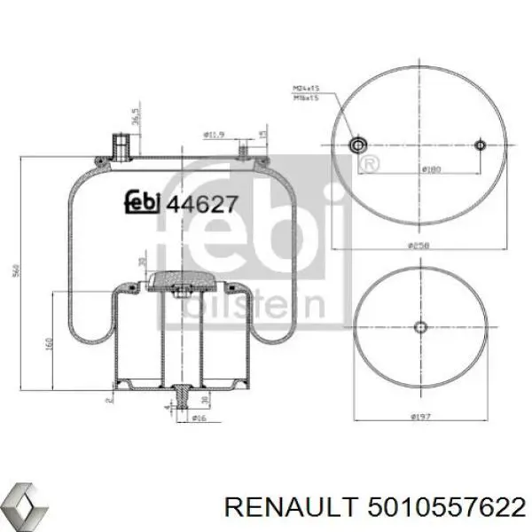 5010557622 Renault (RVI) пневмоподушка (пневморессора моста переднего)