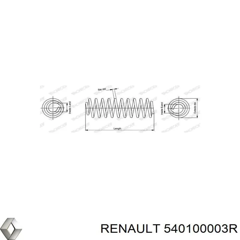 Muelle de suspensión eje delantero 540100003R Renault (RVI)