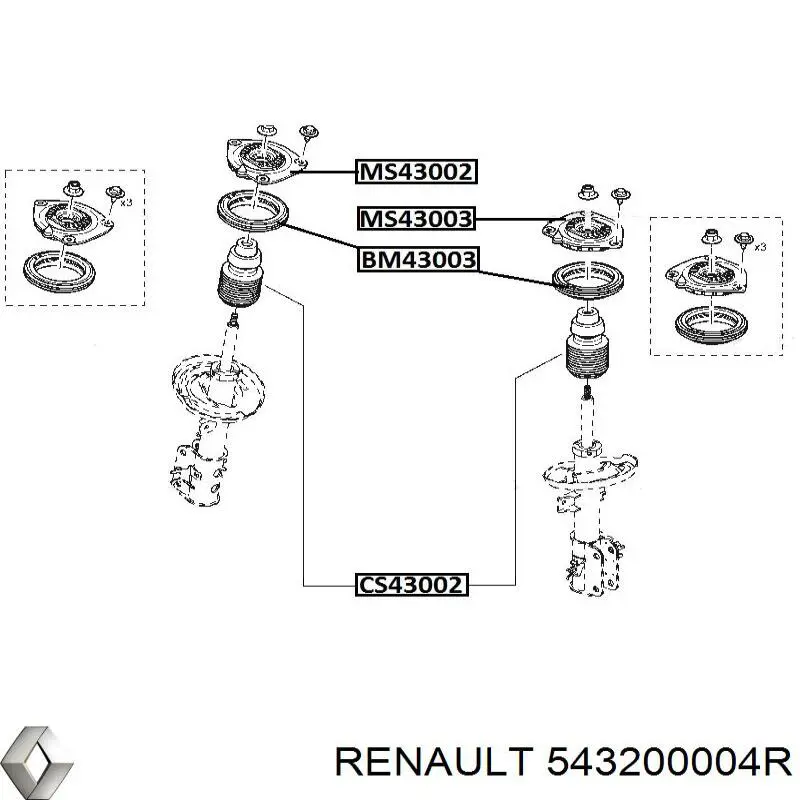 543200004R Renault (RVI) опора амортизатора переднего левого