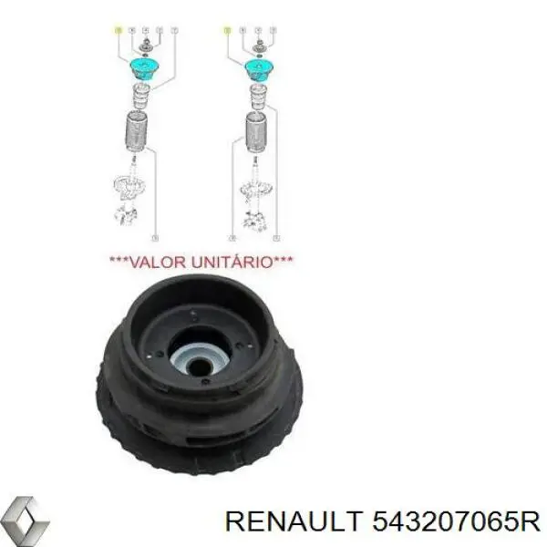 Compre 543207065R Renault (RVI) Suporte de amortecedor dianteiro