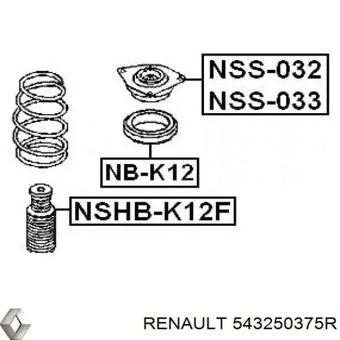Подшипник опорный амортизатора, переднего Renault (RVI) 543250375R цена, от 11.89 USD