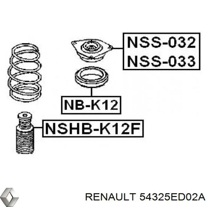 Подшипник опорный амортизатора переднего Renault (RVI) 54325ED02A