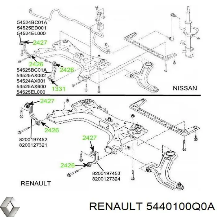 Купить 8200556226 Renault (RVI) Поперечина передней подвески
