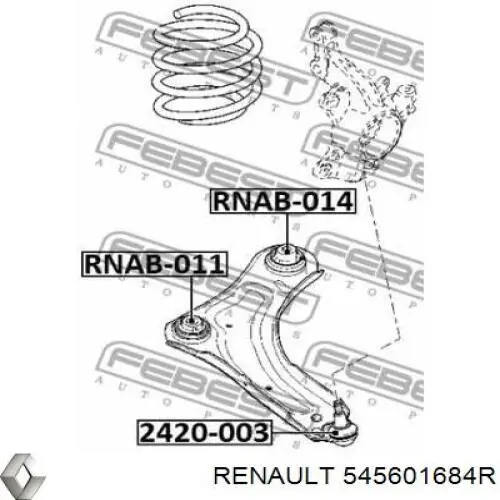 545601684R Renault (RVI) Сайлентблок нижнего переднего рычага