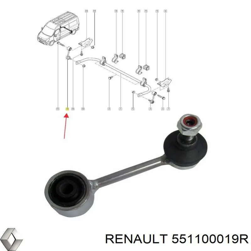 Линк стабилизатора, заднего Renault (RVI) 551100019R цена, от 26.29 USD