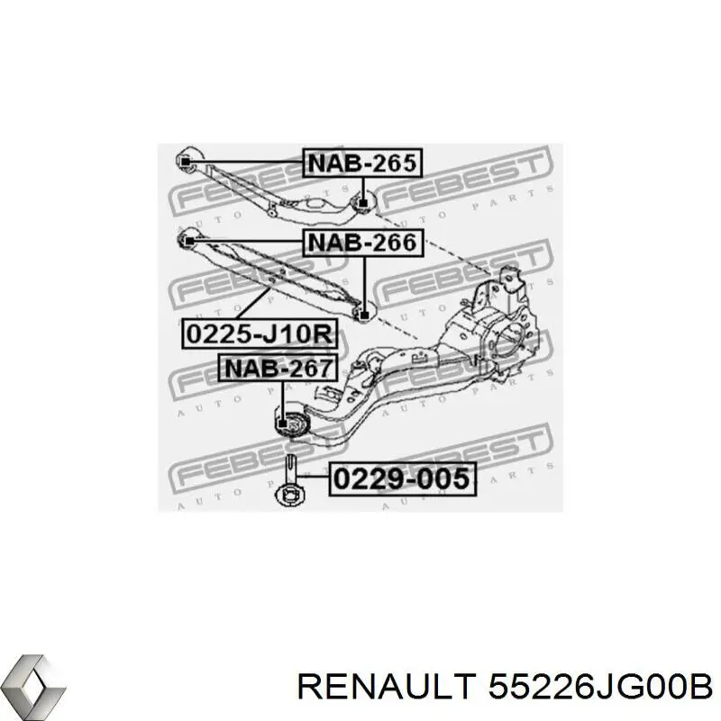 Болт заднего продольного рычага (развальный) Renault (RVI) 55226JG00B