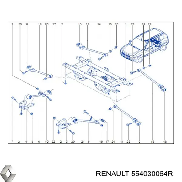 Балка задней подвески поперечная Renault (RVI) 554030064R цена, от 147.19 USD