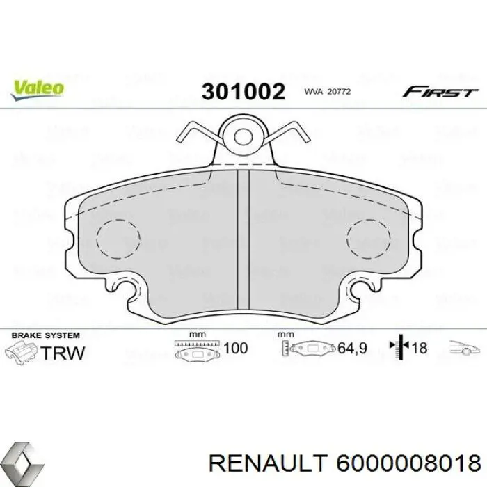 Колодки Renault (RVI) 6000008018 цена, от 14.85 USD