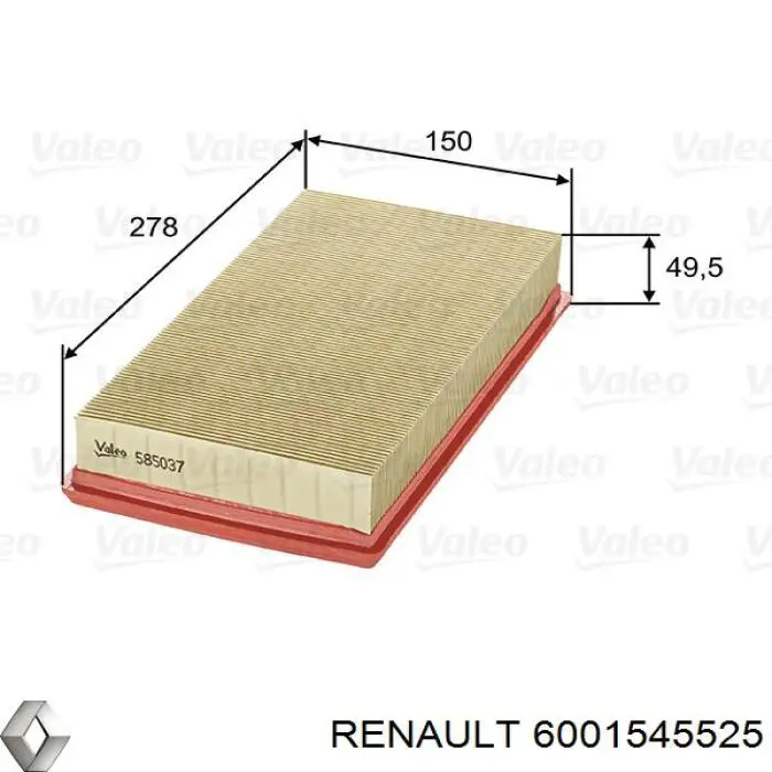 Элемент воздушного фильтра Renault (RVI) 6001545525 цена, от 3.80 USD
