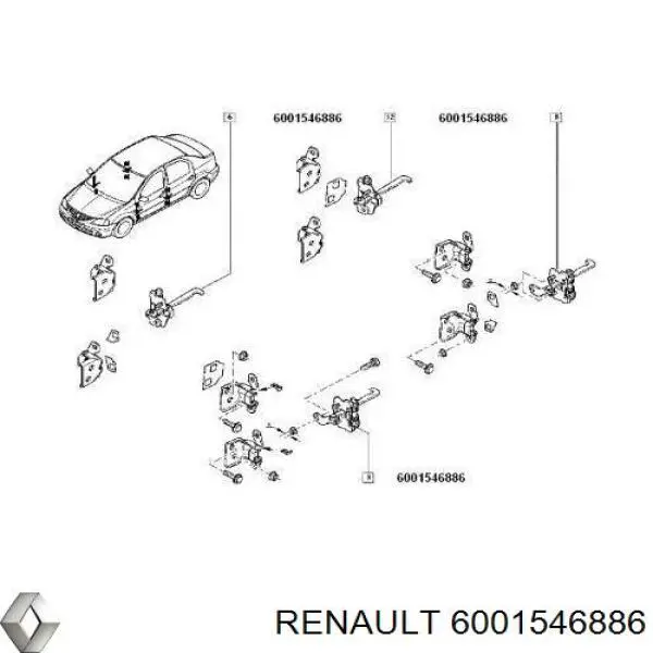 Ограничитель открывания двери передний Renault (RVI) 6001546886