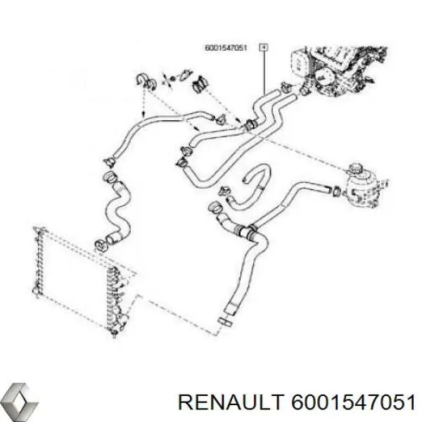 6001547051 Renault (RVI) шланг радиатора отопителя (печки, подача)
