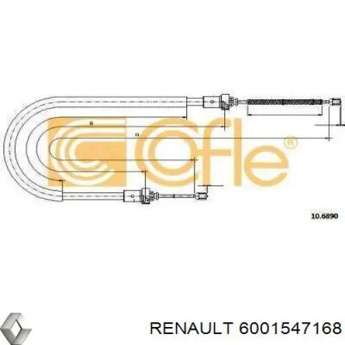 Задний трос ручника Renault (RVI) 6001547168 цена, от 26.42 USD