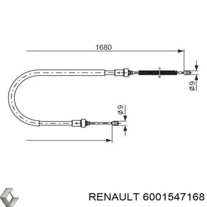 Трос ручного тормоза задний, правый/левый Renault (RVI) 6001547168