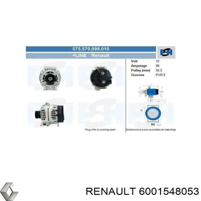 6001548053 Renault (RVI) генератор