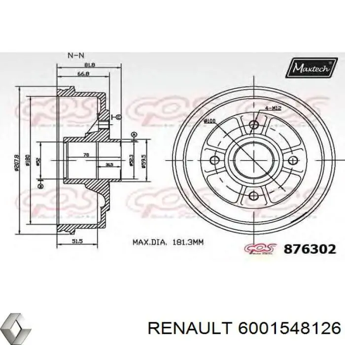 Барабан тормозной задний Renault (RVI) 6001548126 цена, от 33.36 USD