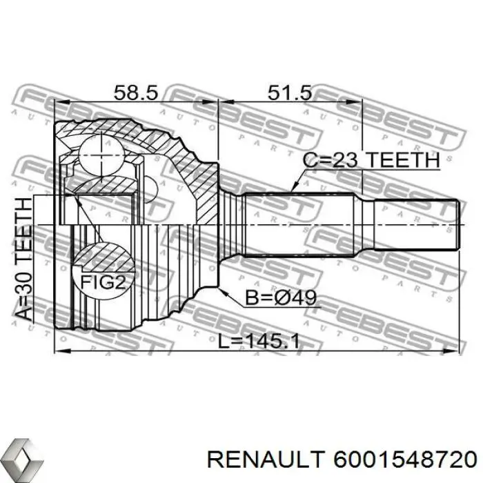 6001548720 Renault (RVI) полуось (привод передняя правая)