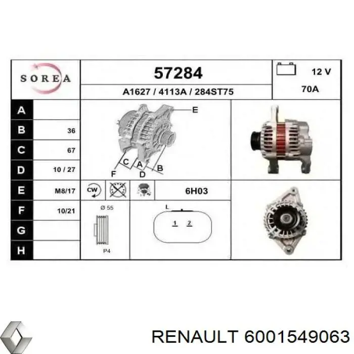 6001549063 Renault (RVI) генератор