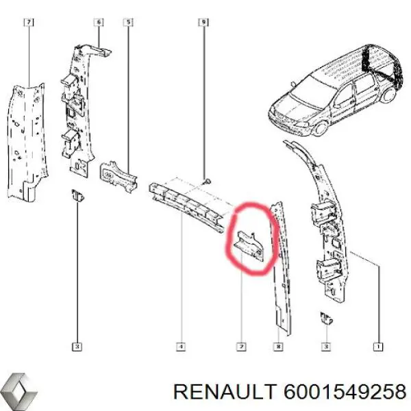 6001549258 Renault (RVI) кронштейн бампера заднего левый