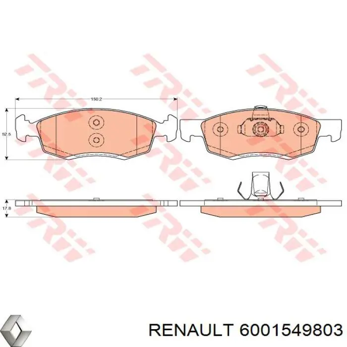 Колодки Renault (RVI) 6001549803 цена, от 28.18 USD