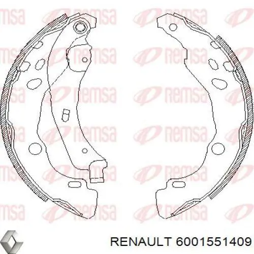 Купить 6001551409 Renault (RVI) Задние барабанные тормозные колодки