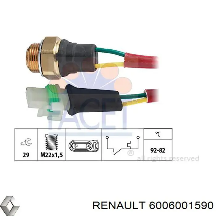 Датчик включения вентилятора радиатора 6006001590 Renault (RVI)