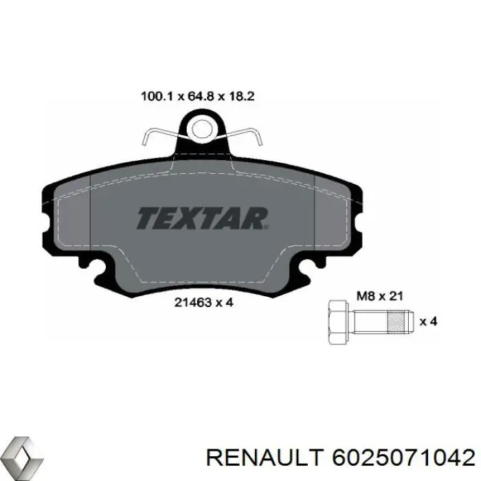 Pastillas de freno delanteras 6025071042 Renault (RVI)