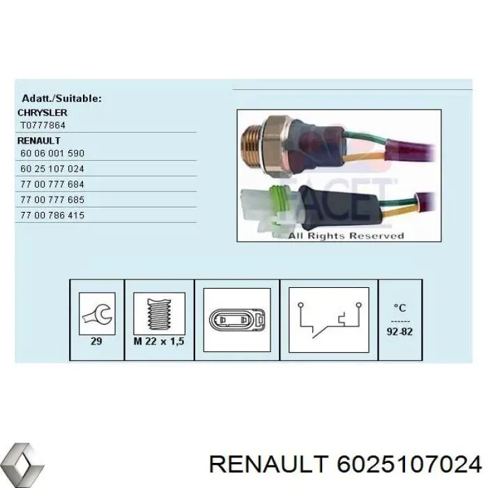 Датчик включения вентилятора радиатора 6025107024 Renault (RVI)