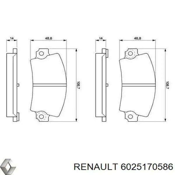 Колодки дисковые  Renault (RVI) 6025170586 цена, от 15.39 USD