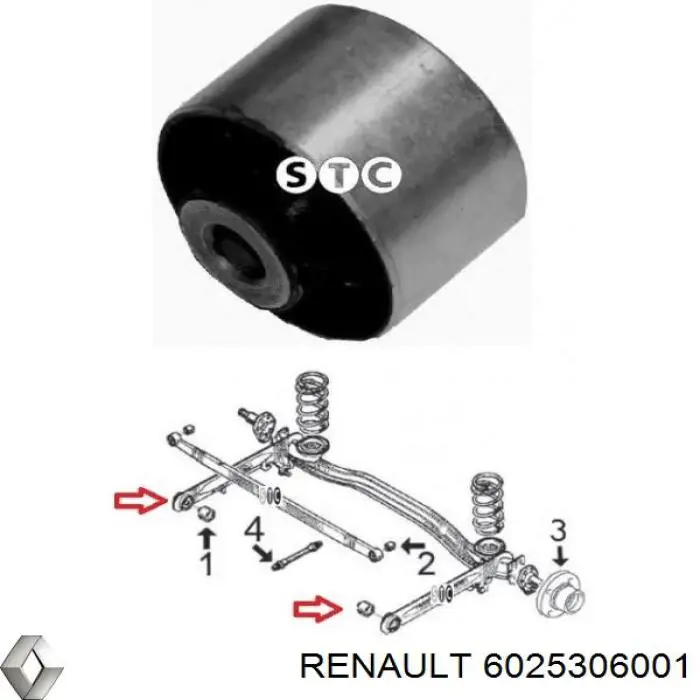 Сайлентблок заднего подрамника Renault (RVI) 6025306001 цена, от 12.29 USD