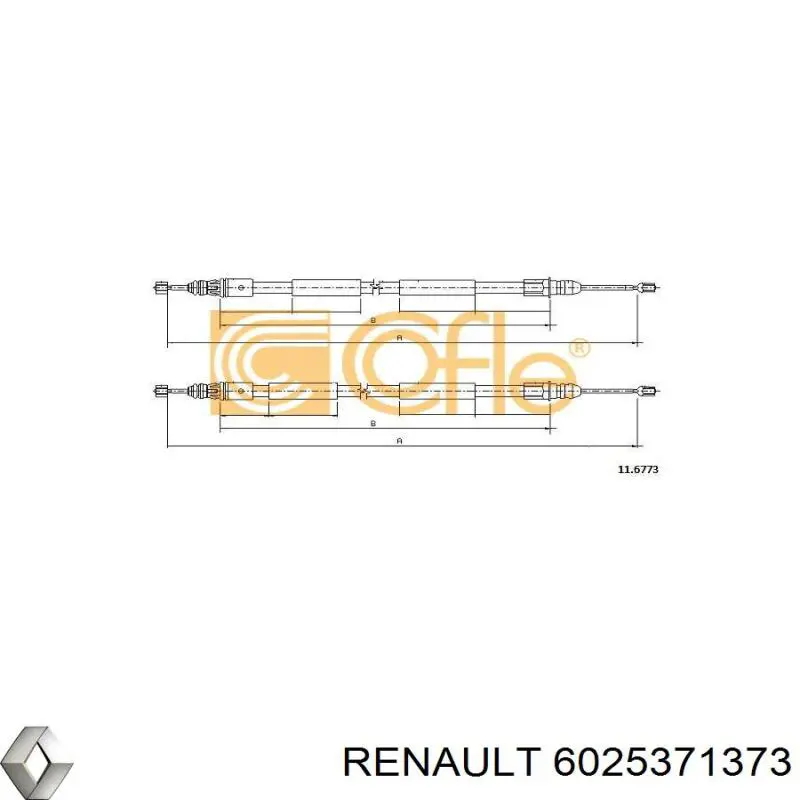 Трос ручного тормоза, комплект на авто 6025371373 Renault (RVI)