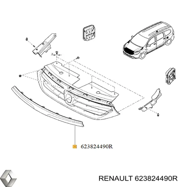 623824490R Renault (RVI) placa sobreposta (carcaça de grelha do radiador)