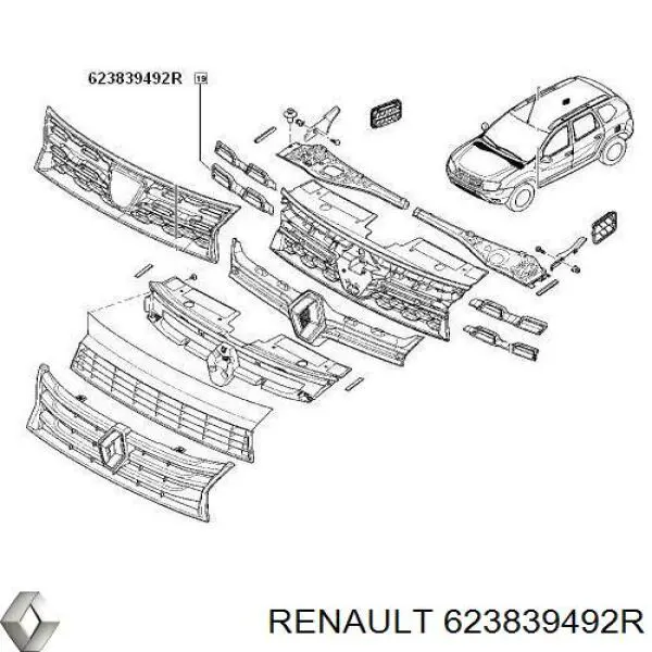 Купить 623839492R Renault (RVI) Накладка решетки радиатора правая